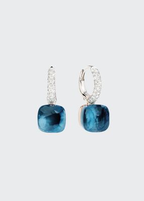 Nudo 18k White/Rose Gold Drop Earrings with Blue Topaz & Diamonds