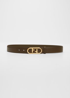 FF Oval Leather Buckle Belt