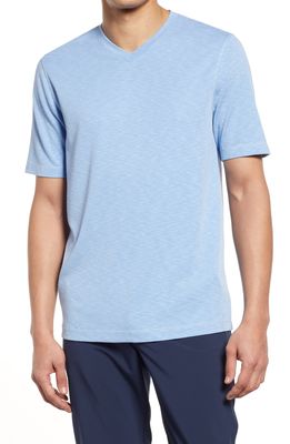 Johnston & Murphy Slub V-Neck T-Shirt in Light Blue