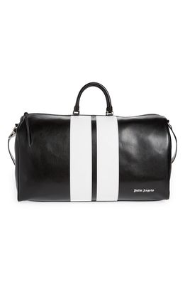 Palm Angels Classic Track Leather Travel Bag in Black White