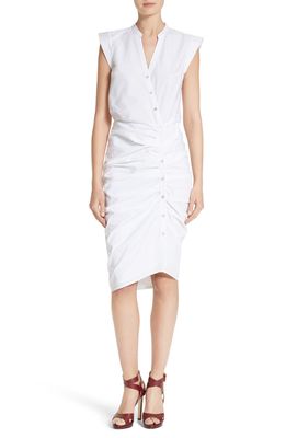 Veronica Beard Ruched Shirtdress in White