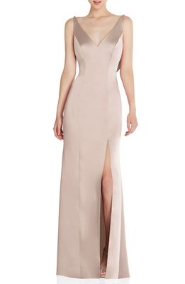 After Six Cowl Back Charmeuse Gown in Cameo