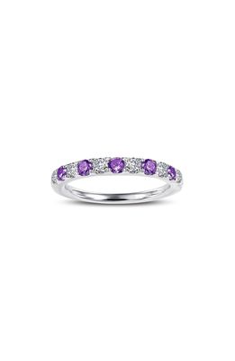 Lafonn Simulated Diamond Birthstone Band Ring in February - Purple/Silver