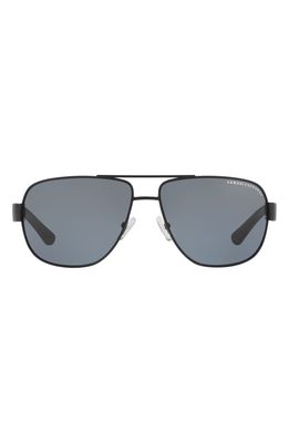 AX Armani Exchange 62mm Polarized Oversize Aviator Sunglasses in Matte Black