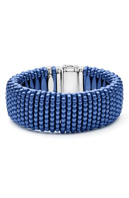 LAGOS Wide Blue Ceramic Caviar Bracelet in Ultramarine