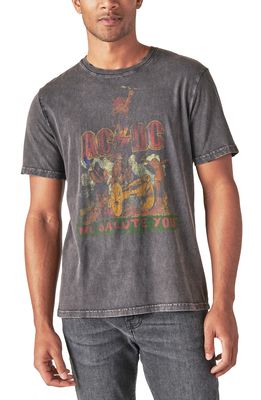 Lucky Brand ACDC We Salute You Cotton Graphic Tee in Jet Black