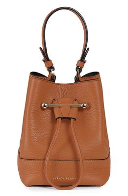 Strathberry Midi Lana Ossette Leather Crossbody Bucket Bag in Tan/Vanilla Stich