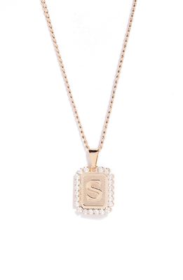 Bracha Royal Initial Card Necklace in Gold- S
