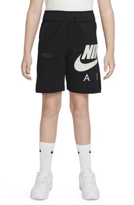 Kids' Nike Air French Terry Shorts in Black/Black/Light Bone