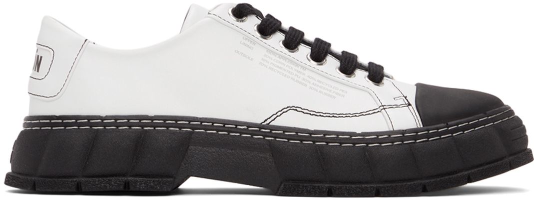 Virón SSENSE Exclusive White & Black Apple Leather 1968 Contrast Sneakers