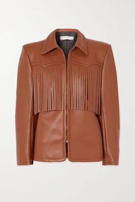 Philosophy di Lorenzo Serafini - Fringed Faux Textured-leather Jacket - Brown