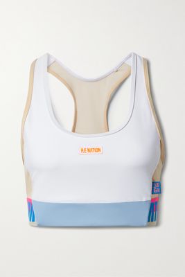 P.E NATION - Gravity Cutout Color-block Recycled Stretch And Mesh Sports Bra - White