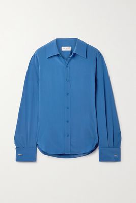 SAINT LAURENT - Silk-georgette Shirt - Blue