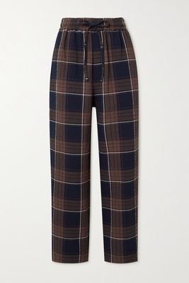 LE 17 SEPTEMBRE - Checked Cotton-blend Seersucker Straight-leg Pants - Brown