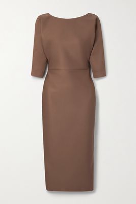 Fendi - Open-back Piqué Midi Dress - Brown