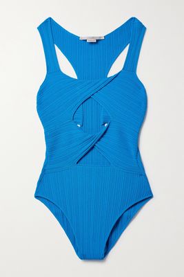 Stella McCartney - Cutout Ribbed Stretch-knit Bodysuit - Blue