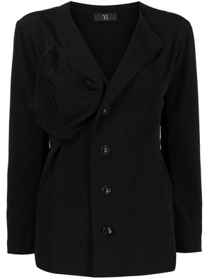 Y's ruched-detail jacket - Black