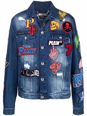 Philipp Plein applique-patch detail denim jacket - Blue