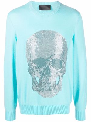 Philipp Plein Skull print crewneck sweater - Blue