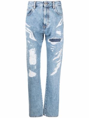 Just Cavalli ripped-detail straight-leg jeans - Blue