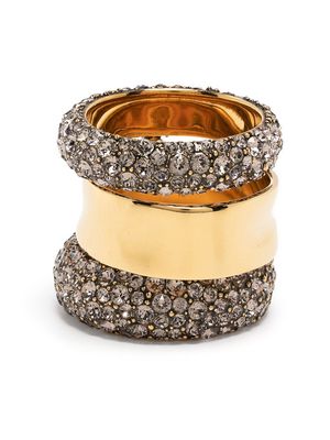 Alexander McQueen crystal-embellished chunky ring - Gold