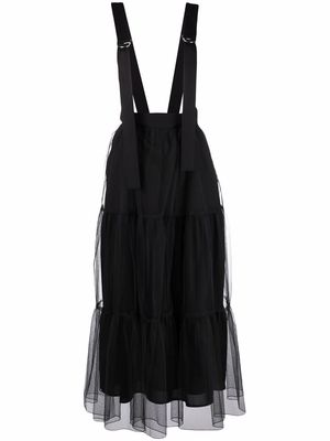 UNDERCOVER Suspender tulle-overlay tiered skirt - Black