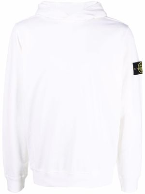 Stone Island contrast piping logo hoodie - White