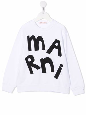 Marni Kids logo-print cotton sweatshirt - White