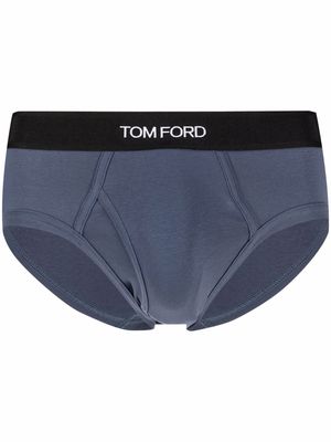 TOM FORD logo cotton briefs - Blue
