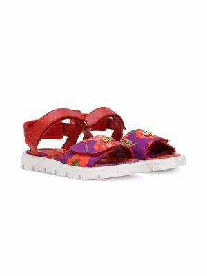 Dolce & Gabbana Kids floral-print touch-strap sandals - Red