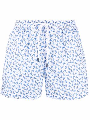 Fedeli seal-print swim shorts - White