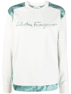 Salvatore Ferragamo embroidered logo sweatshirt - White