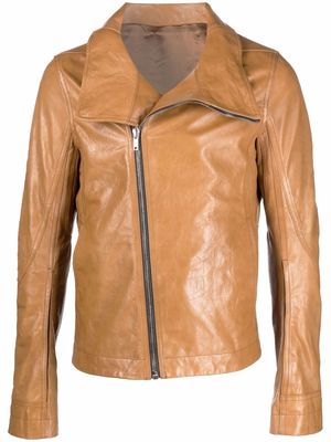 Rick Owens off-centre zip leather jacket - Neutrals
