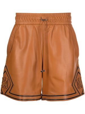 AMIRI appliqué-logo leather shorts - Brown