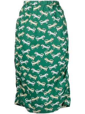 Marni Naif Tiger print poplin skirt - Green