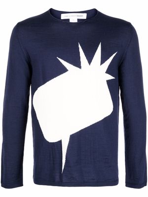 Comme Des Garçons Shirt Fin intarsia-knit jumper - Blue