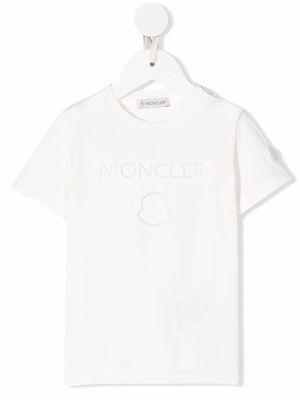 Moncler Enfant logo-embroidered cotton T-shirt - White