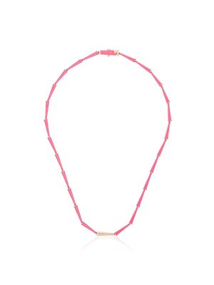 Melissa Kaye 18kt yellow gold Lola diamond enamel link necklace - ROSE GOLD