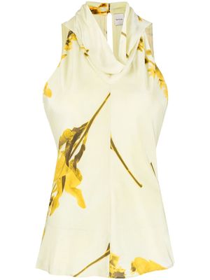 PAUL SMITH leaf cowl neck top - Yellow
