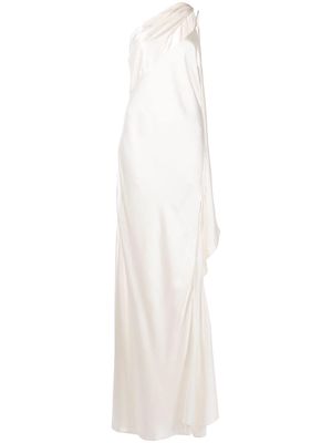 Michelle Mason drape-panel silk gown - White