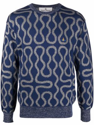 Vivienne Westwood orb-embroidered pattern jumper - Blue