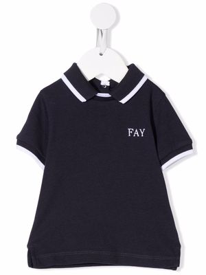 Fay Kids logo-print short-sleeved polo shirt - Blue