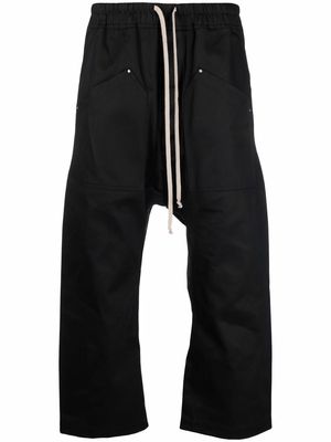 Rick Owens DRKSHDW drawstring-waist cotton cropped trousers - Black