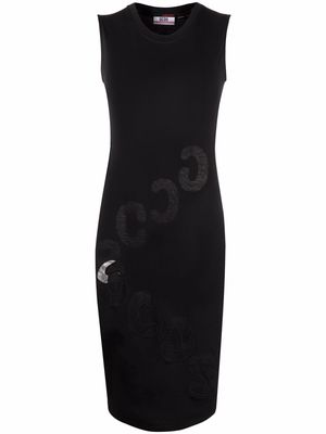 Gcds sheer logo-patch sleeveless shift dress - Black
