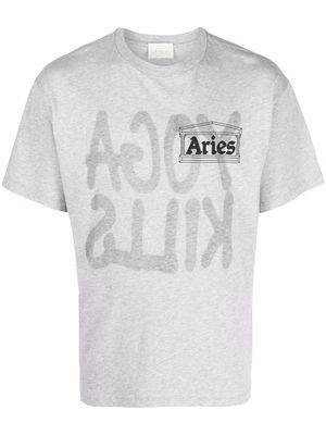 Aries logo-print cotton T-shirt - Grey