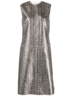 St. John laminatd sleeveless tweed dress - Silver