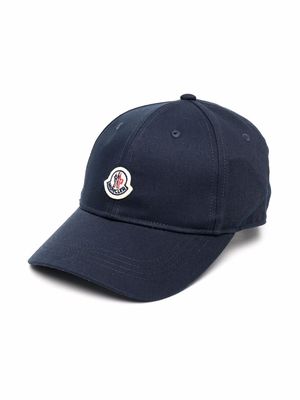 Moncler Enfant logo-patch cotton baseball cap - Blue
