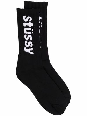 Stussy logo-print ribbed socks - Black