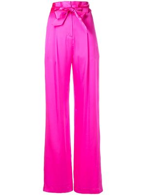 Michelle Mason high-waisted pleated silk trousers - Pink