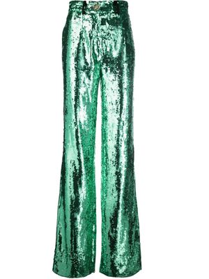 Philipp Plein sequin-embellished wide-leg trousers - Green